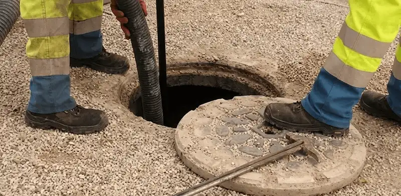 Drain cleaning crew clearing a sewer access point with professional equipment in Wichita, KS