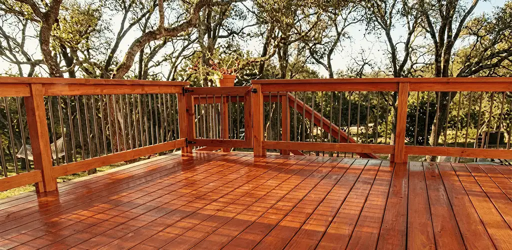 Deck sealing results with a freshly sealed wood deck in Wichita, KS